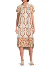 Saks Fifth Avenue Women's Floral 100% Linen Midi Shirtdress
