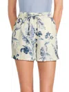 Saks Fifth Avenue Women's Floral 100% Linen Shorts In Blue