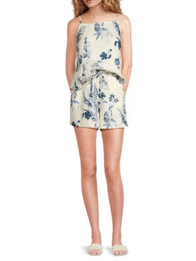 Saks Fifth Avenue Women's Floral 100% Linen Tank