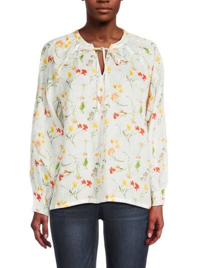 Saks Fifth Avenue Women's 100% Linen Floral Top In Botanical
