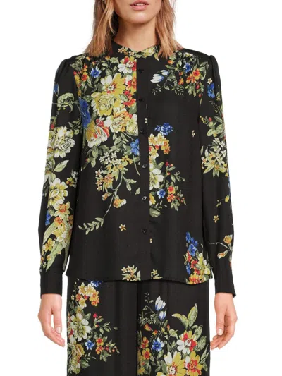 Saks Fifth Avenue Women's Floral Button Blouse In Black Floral