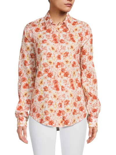 Saks Fifth Avenue Women's Floral Linen Button Down Shirt In Citrus