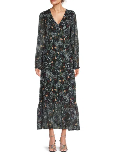Saks Fifth Avenue Women's Floral Maxi Dress In Black Multi