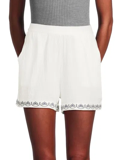 Saks Fifth Avenue Women's Gauze Embroidered Shorts In White