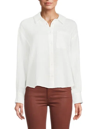Saks Fifth Avenue Women's Gauze Long Sleeve Button Down Shirt In White