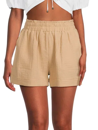Saks Fifth Avenue Women's Gauze Paperbag Shorts In Tan