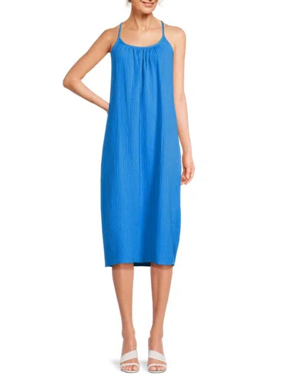 Saks Fifth Avenue Women's Gauze Shift Midi Dress In Azure Blue
