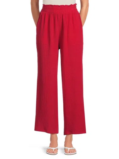 Saks Fifth Avenue Women's Gauze Wide Leg Pants In Fire Red