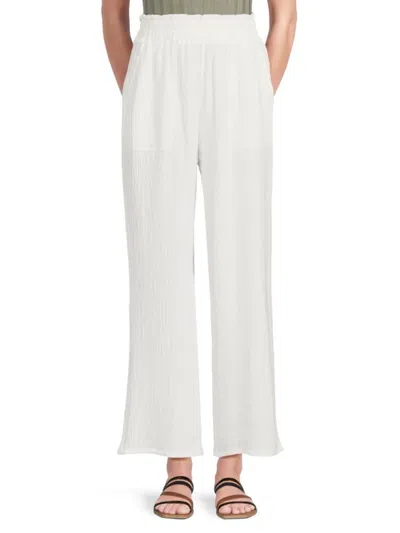 Saks Fifth Avenue Women's Gauze Wide Leg Pants In White