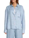 Saks Fifth Avenue Women's Gingham Check 100% Linen Oversized Shirt