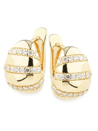 Saks Fifth Avenue Women's Goldplated Sterling Silver & 1.95-2.11 Tcw Lab-grown Diamond Hoop Earrings