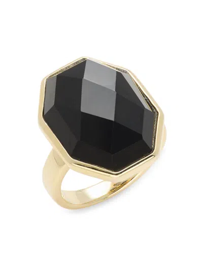 Saks Fifth Avenue Women's Goldplated Sterling Silver & Black Agate Ring
