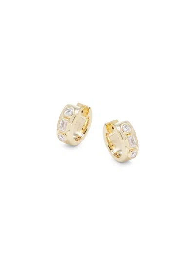 Saks Fifth Avenue Women's Goldtone Silver & 1 Tcw Lag-grown Diamond Huggie Earrings