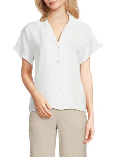 Saks Fifth Avenue Women's Hammered Satin Camp Shirt In White