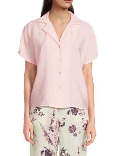 Saks Fifth Avenue Women's Hammered Satin Camp Shirt In Pink