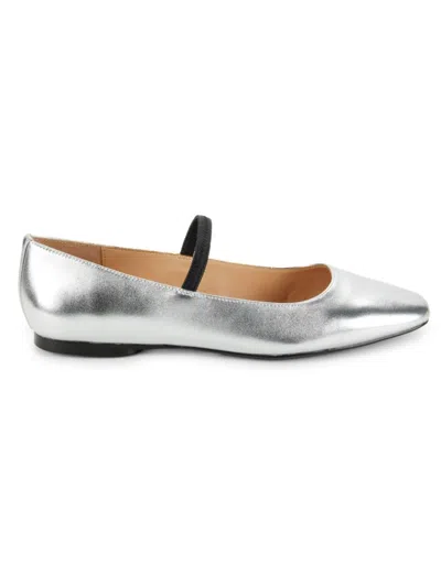 Saks Fifth Avenue Women's Harper Leather Ballet Flats In Silver