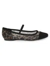Saks Fifth Avenue Women's Harper Leopard Mesh Mary Jane Flats In Leopard Mesh