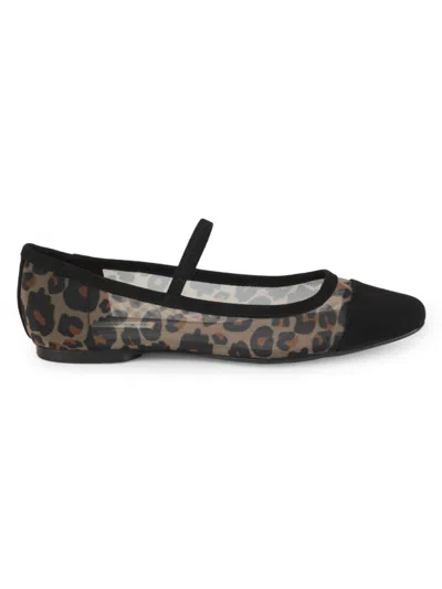 Saks Fifth Avenue Women's Harper Leopard Mesh Mary Jane Flats