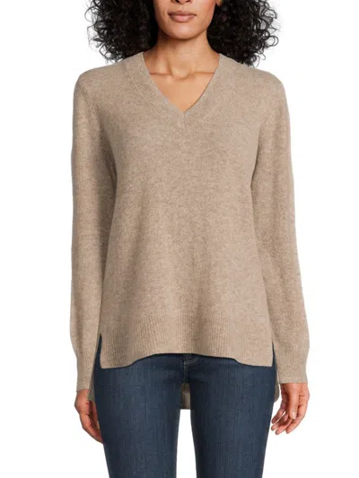 Saks Fifth Avenue Women's High-low Hem 100% Cashmere Sweater In Brown