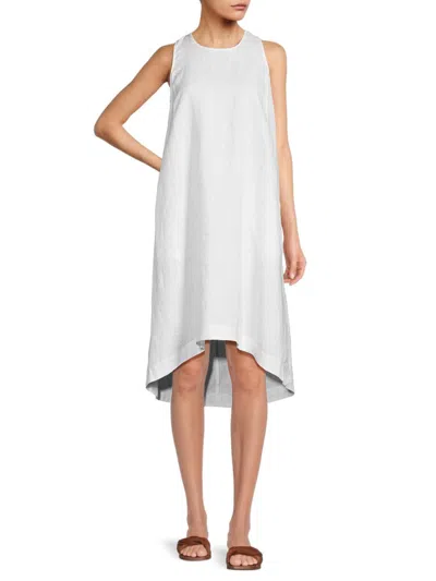 Saks Fifth Avenue Women's High Low 100% Linen Dress In White