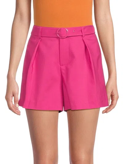 Saks Fifth Avenue Women's High Rise Belted Shorts In Fuchsia