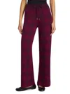 Saks Fifth Avenue Women's Houndstooth High-rise Straight-leg Pants In Burgundy