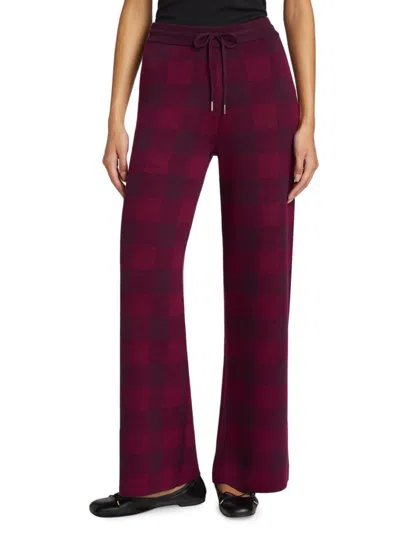 Saks Fifth Avenue Women's Houndstooth High-rise Straight-leg Pants In Burgundy