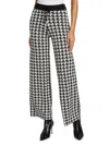 Saks Fifth Avenue Women's Houndstooth High-rise Straight-leg Pants In White