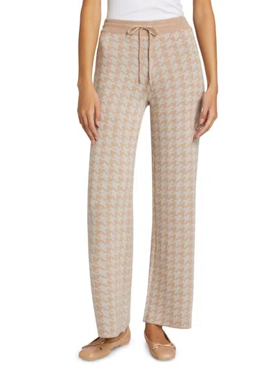 Saks Fifth Avenue Women's Houndstooth High-rise Straight-leg Pants In Brown