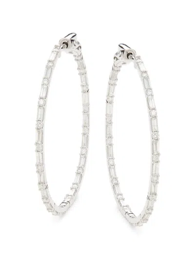 Saks Fifth Avenue Women's Inside Out 14k White Gold & 2 Tcw Diamond Hoop Earrings In Metallic