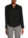 Saks Fifth Avenue Women's Johnny Collar Satin Shirt In Black