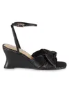 Saks Fifth Avenue Women's Jules 76mm Pleated Leather Sandals In Black Ruched