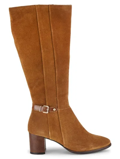 Saks Fifth Avenue Women's Karla 58mm Stacked Heel Suede Knee Boots In Tan Suede