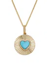 SAKS FIFTH AVENUE WOMEN'S KATE 0.06CT DIAMOND & 0.32CT COMPOSITE TURQUOISE 14K Y/G CIRCLE HEART NECKLACE