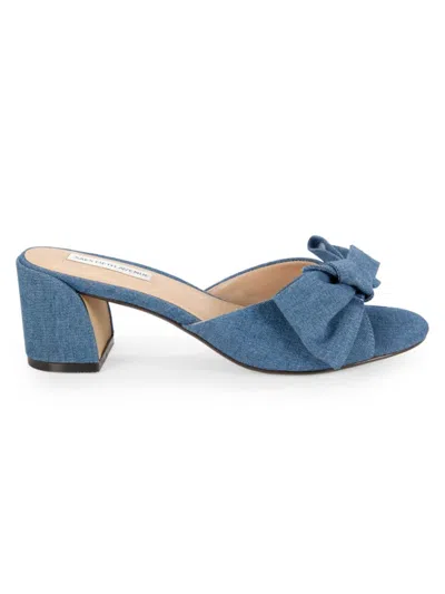 Saks Fifth Avenue Women's Kate Bow Block Heel Sandals In Denim