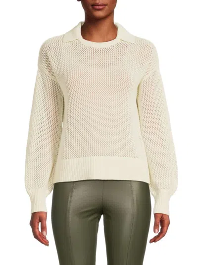 Saks Fifth Avenue Women's Pointelle Knit Sweater In Ecru