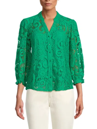 Saks Fifth Avenue Women's Lace Blouse In Lilly Pad