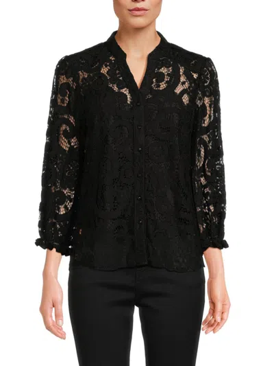 Saks Fifth Avenue Women's Lace Blouse In Very Black