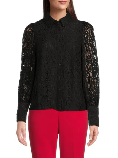 Saks Fifth Avenue Women's Lace Blouse In Very Black