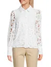 Saks Fifth Avenue Women's Lace Button Up Top In White
