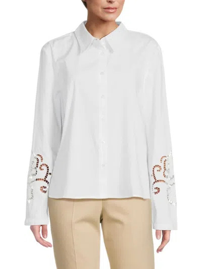 Saks Fifth Avenue Women's Ladder Lace Button Down Shirt In Brilliant