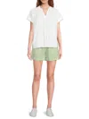 Saks Fifth Avenue Women's Ladderwork Trim 100% Linen Top