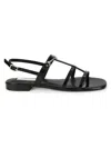 Saks Fifth Avenue Women's Lainey Leather Double T-strap Sandals In Black
