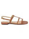 Saks Fifth Avenue Women's Lainey Leather Double T-strap Sandals In Cognac