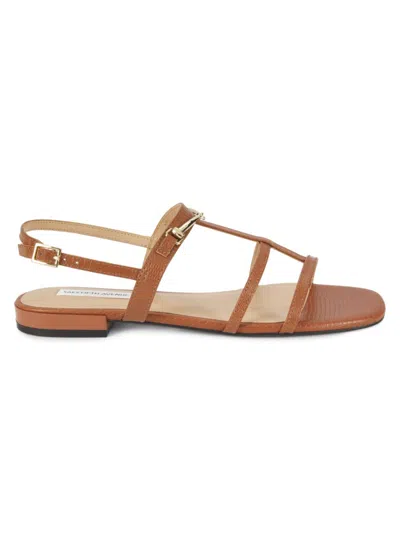 Saks Fifth Avenue Women's Lainey Leather Double T-strap Sandals In Cognac