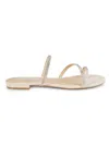 Saks Fifth Avenue Women's Lea Leather Rhinestone Flat Sandals In Beige
