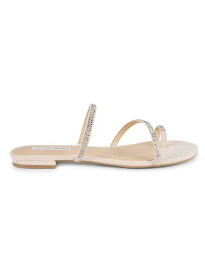 Saks Fifth Avenue Women's Lea Leather Rhinestone Flat Sandals In Beige