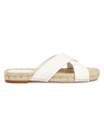 Saks Fifth Avenue Women's Leather Flat Sandals In White