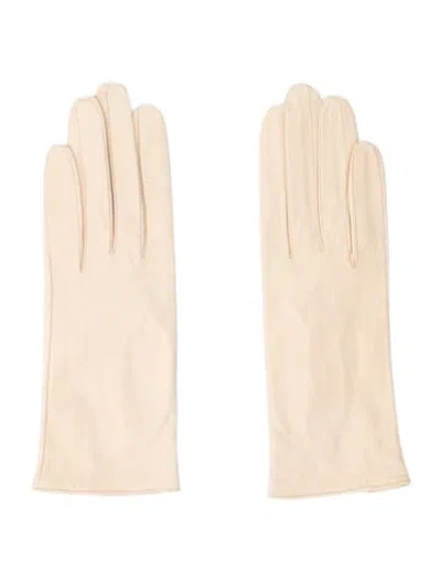 Pre-owned Saks Fifth Avenue Women's Leather Gloves In Neutrals