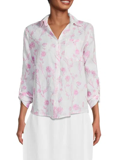 Saks Fifth Avenue Women's 100% Linen Blouse In Pink Blush